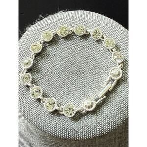 SAQ Vintage Signed Silver Tone and Crystal Link Bracelet Cocktail Wedding